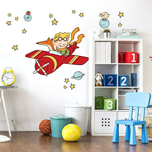 kina - R00578 Wandaufkleber Kind Ökologisches Hypoallergenes Weicher Stoffeffekt Repositionierbar Fabel kleine Prinz Wanddekoration Neugeborene Kinderzimmer Selbstklebende Tapete - 100x30 cm