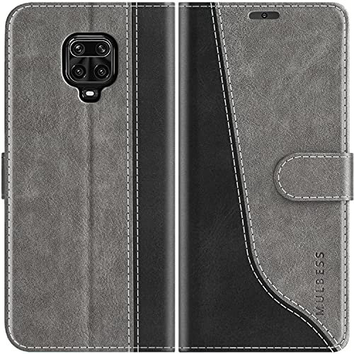Mulbess Coque pour Xiaomi Redmi Note 9 Pro/Redmi Note 9S, Etui a Rabat, Housse en Cuir, Pochette de Protection Portefeuille, Élégant Gris