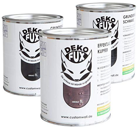 dekofux Effektlasurset 3 Liter, Farbe und Grundierung (Kupfer)