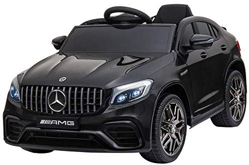 HOMCOM Coche Eléctrico para Niño +3 Años con Mando a Distancia con Música y Luces Doble Apertura de Puerta Batería 12V Carga 30kg 115x70x55cm Ngero
