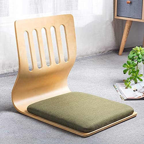 GLJY Japanischer Beinloser Bodenstuhl, Holz-Tatami-Meditationsstuhl, Erkerfenster, Lounge-Stuhl, faule Couch zum Lesen, Fernsehen schauen