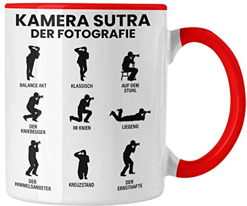 Trendation - Fotograf Tasse Zubehör Fotografie Geschenk Fotografieren Kaffeetasse Geschenkideen Lustiger Spruch Kamera Sutra (Rot)