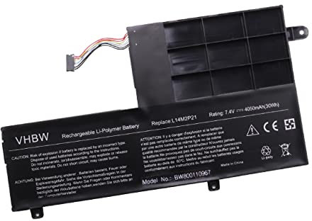vhbw Akku kompatibel mit Lenovo Yoga 500-15ISK(80R60015GE), 500-15ISK(80R60016GE) Notebook (4050 mAh, 7,4 V, Li-Polymer)