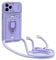 yanasuo Camera Protection Lanyard Phone Case for iPhone 11 Pro, Card Holder, Slide Camera Cover, Silicone Cord Strap rope Shell TPU Shockproof Bumper Cover-Purple