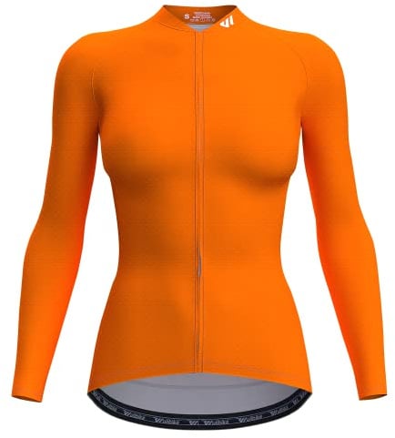 Wulibike Radtrikot Damen Langarm Fahrradtrikot Atmungsaktiv Rennrad Trikot mit 3 Rückentaschen