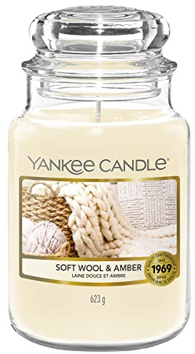 YANKEE CANDLE 1720939E YANKEE CANDLE Bougie parfumée | Grande en pot laine douce et ambre Durée de combustion : jusqu'à 150 heures Cadeau parfait pour les femmes