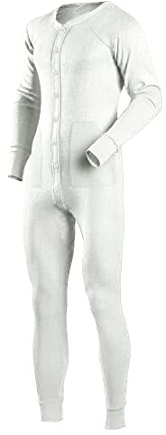 Uomo Manica Lunga Onesies Jumpsuit Nightwear Pigiama Intero con Bottoni