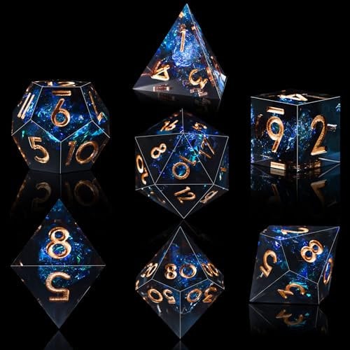 SIQUK 7 Stück Polyedrische Würfel Set 7 Polyedrische Würfel D4 D6 D8 D10 D12 D20 D% Spielwürfel für Dungeons and Dragons DND RPG MTG, Dunkler Stern