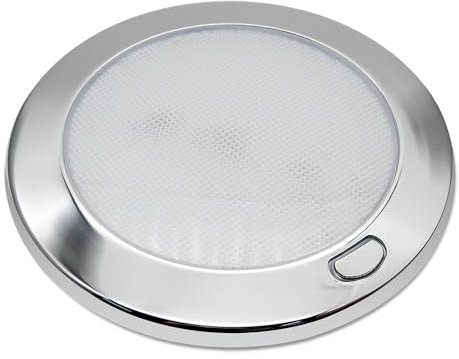 Dream Lighting 12v LED Lampe für Wohnmobil Wohnwagen Camper Boot 310LM 3000K Warmweiß Dimmbar Deckenleuchte mit Schalter 4,5W Verchromt Gehäuse IP44