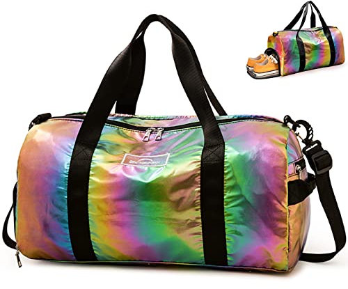 ZIOSINM Borsone Palestra Donna, Borsone da Viaggio Donna Impermeabile Elegante con Scomparto Umido e Scomparto per Scarpe, Borsa Palestra Borsa Viaggio (arcobaleno)