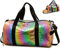 ZIOSINM Borsone Palestra Donna, Borsone da Viaggio Donna Impermeabile Elegante con Scomparto Umido e Scomparto per Scarpe, Borsa Palestra Borsa Viaggio (arcobaleno)