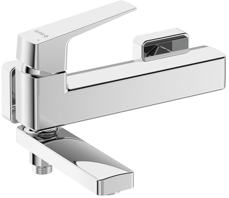Sanimix24 Badewannenarmatur schwenkbar Wandarmatur Badewanne Chrom | Aufputz Wasserhahn mit Schwenkauslauf, Umsteller, Anschluss für Brauseschlauch, Mischbatterie