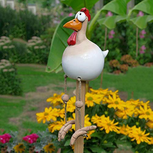 Labstandard Keramik Huhn Gartendeko,Tierfigur Gartenstecker Keramikfigur Handarbeit Ornament, Gartendeko Huhn Deko, Gartenstatue Dekorative Henne Huhn Gartenstecker,Gartenfigur Gartendekoration (A)