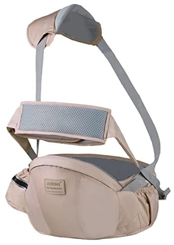 SONARIN Multifunktionale Atmungsaktive Baby Hüftsitz,Ergonomischer Taille Hocker Babytrage Hipseat Hüfttrage Bauchtragen mit Sicherheitsgurt & Schultergurt für 3-36 Monate(Khaki)