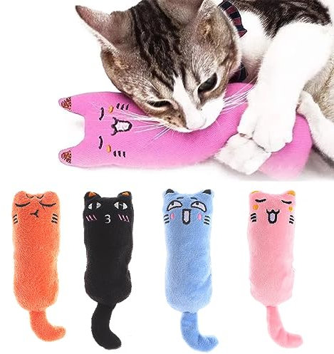 AAED 4 Pièces Jouet Chat,Jouet pour Chat,Herbe à Chat,Jouets en Peluche à l'herbe à Chat,Peluches d'herbe à Chat séchée pour Chats,Jouet Chat Interieur,Jouet Chat Interactif(Couleurs aléatoires)