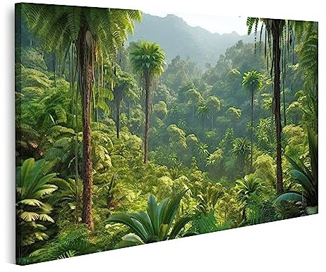 islandburner Tableau sur Toile Panorama De La Jungle Sauvage Forêt Profonde Palmiers Plantes Tropicales KI La Cadre Affiche Poster Murale Tableaux