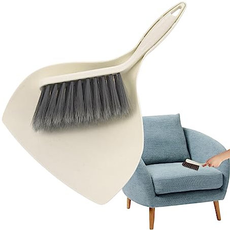 Odavom Escoba con recogedor y recogedor, escritorio mano con mango ergonómico, herramienta limpieza para teclado, cocina, sofá, mesa, sala estar, escritorio