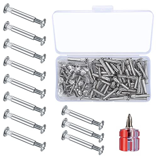 Furniture Joint Bolt & Sleeve Cap Nuts, 130 Pcs Furniture Connectors with Binding Barrels, Cabinet Panel Connectors with Philips Head for Wood Cupboard Bed