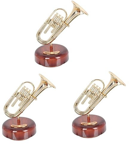 Toyvian 3st Saxophon Musikbox Waldhorn Instrumentenschmuck Saxophon-Ornament-Dekoration Saxophon-Modell Miniatur-Musikinstrument Musiknotenfigur Spielzeugzimmer Rotieren Kleinkind Plastik