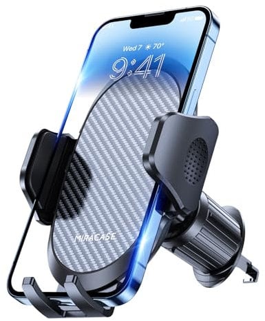 Miracase Car Phone Holder with Newest Metal Hook Clip, Air Vent Mobile Phone Car Mount, Hands Free Universal Automobile Cradle Fit for iPhone Android and All Smartphones, Dark Black