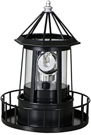 DOITOOL Led Solar Leuchtturm 360° Rotierende Lampe Für Garten Dekor Solarleuchte Für Außenbereich Resin Und Metall Gartenbeleuchtung Mit Ästhetischem Design