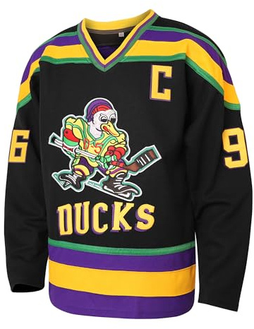 Charlie Conway 96 Mighty Ducks Jersey Stitched Movie Hockey Jersey für Herren Grün S-3XL, 96 Charlie Conway Schwarz, Mittel