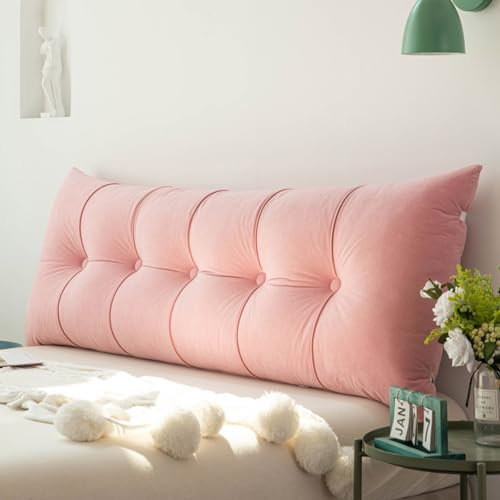 Luxus-Rückenkissen für Kingsize-Bett, Kopfteil, Lesekissen, Dreieckskissen, extra weiche Sofa-Rückenlehne zum Fernsehen oder Spielen, 200 cm (120 x 55 x 20 cm, Rosa)