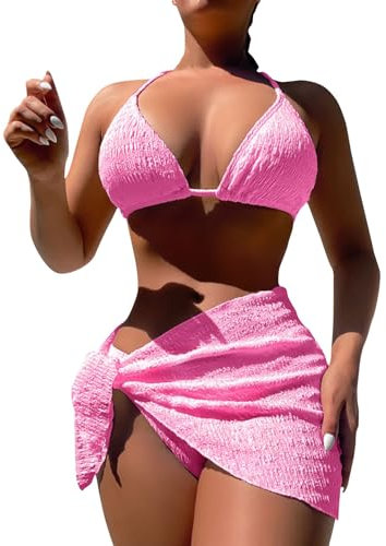 TIMELYE Meerjungfrauenflosse Shape Badeanzug Damen Mit Bein Bikini Oberteil Damen Kurz Bikini Cover Up Strandkleid Bandeau Top Damen Strand Cover Up Badeanzug Schwarz Damen(Rosa,L)