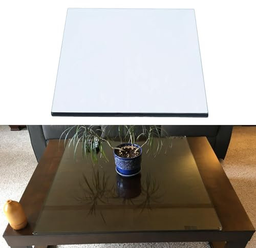 Glasplatte Für Tischplatte, Glasplatte Rechteckig/Eckig, Schutzplatte Mit 8mm Sicherheitsglas, Funkenschutzplatte, Glasboden Für Kamin, Tisch Glasplatte Ersatzteil, Langlebiges Klarglas(90x90cm)