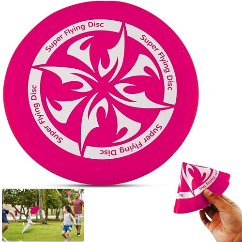 SRV Hub 1x Pink Soft Flying Disc, Easy to Catch Lightweight Flying Frisbee Dog Toy, Foldable Skimmers Kids Adults Outdoor Fun Play Activity, Soft flying disc frisbee 17cm