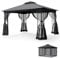 The Fellie 3M x 4M Gazebos with Double Tiered Roof, Large Outdoor Garden Gazebo with Mosquito Netting, Heavy Duty Metal Gazebos for Garden, Patio, Party, Camping, Waterproof, Dark Grey