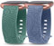 TOYOUTHS 2 Stück Boho Floral Gravierte Armband kompatibel mit Fitbit Versa 2/Fitbit Versa/Versa Lite Armband Frauen Männer Weich Silikon Sport Loop Ersatzarmbänder für Versa 2, Grün/Blau