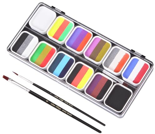 PHENOFICE 1set Vernice Per Viso Lavabile Con Palette Professionale Per Face Painting Adatta Feste Competizioni Sportive e Attività Creative Include Pennelli Sicura e Facile Da Pulire