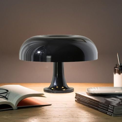 EOEO LED Pilz Tischlampe Nachttischlampe Dimmbar Mushroom Tischleuchte mit Kabel 3000K/ 4500K/ 6000K Nachtlicht Pilz Lampe Retro Deko Schreibtischlampe für Wohnzimmer Schlafzimmer,Schwarz