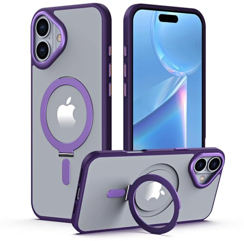 TECHGEAR iPhone 16 Plus Stand Case [Fusion Armour Ring] Premium Hybrid Tough Rugged Protective Magnetic Kickstand Case, Compatible with MagSafe Case for iPhone 16 Plus 6.7 - Purple