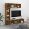 KATERYY Set Mobili Libreria/Porta TV 3 pz Rovere Fumo 180x30x180 cm,Elegante libreria TV in legno multistrato con ampio spazio portaoggetti e design versatile