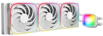 Geometric Future Eskimo Pro - 420mm AIO CPU Liquid Water Cooler- RGB PWM Squama 2503W 140mm Fan x 3- Fit Intel® LGA 1700, AMD®AM5 - White- (GEO-EP-42W)