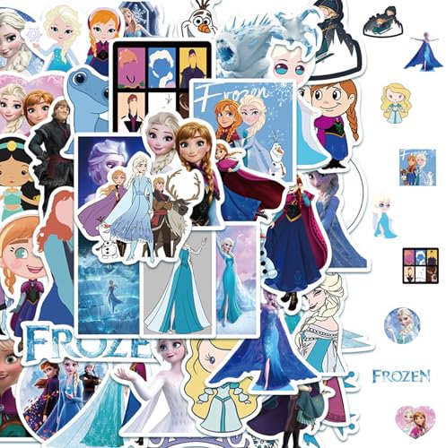 100 Stück Frozen Aufkleber, Elsa Sticker, Eiskönigin Sticker, Kinder Aufkleber Mädchen, Laptop Scrapbook Skateboard Wasserfeste Vinyl Stickers, Cartoon Anime Sticker für Kinder, Teenager, Erwachsene