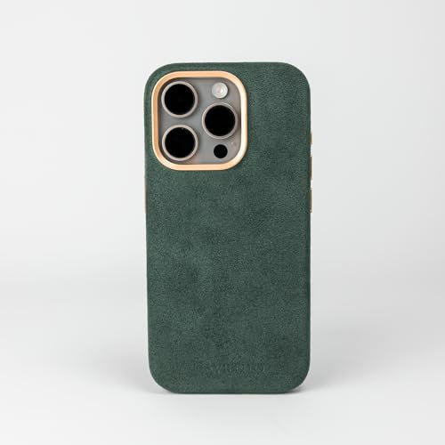 Alcantara-Lederhülle für iPhone 15 (Grün)