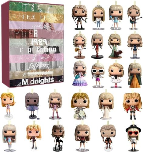 Weihnachts Countdown Kalender 2024, 24 Teiliges Geschenk, Weihnachts Dekoration und Schlüsselanhänger, Schöne Puppen Schlüsselanhänger Dekoration (D)