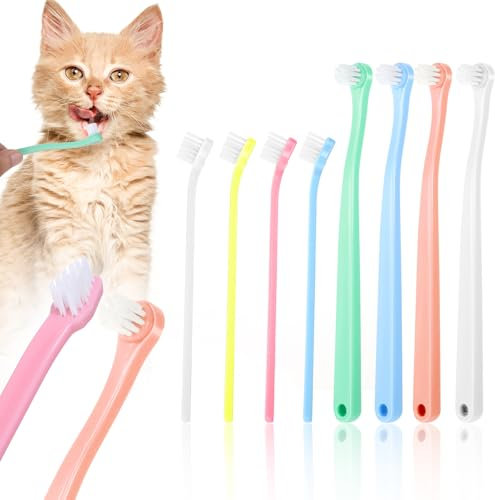 Tyqour 8 Stück Kleine Hund Zahnbürste Weiche Hundezahnbürste für Kleine Hunde, Hunde Katze Zahnbürste Mini, Tragbar Haustier Katzen Katzenzahnbürste für Katzen Hund Welpen Kätzchen kleinen Rassen