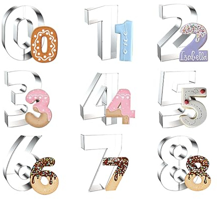 WDYJMALL 4 inch Number Cookie Cutters 9-Pc Set - 6 and 9 Use One Cutter