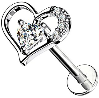 AWAKEN Lobe Ohrringe Herz Borchies mit Kristallen Knorpel/Helix/Tragus in Chirurgenstahl 316L