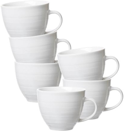 Ritzenhoff & Breker Suomi Kaffeetassen 6er Set, 260 ml, Kaffeeobertassen mit feinen & ausgeprägten Reliefierungen, Skandinavisches Design, Porzellan, Beige