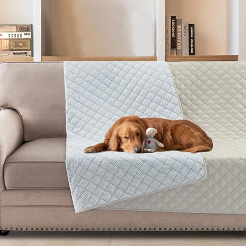 BellaHills Water Repellent Sofa Cover 3 Seater Non-Slip Sofa Seat Covers | Washable Mattress Protector Sofa Protector from Dog/Pet/Cat, 132x208cm, Ivory
