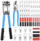 Crimpadora, terminales de cable de 16 mm2, alicates 10 – 1/0, terminales de cable de 16 mm2, crimpadora 6/10/16/25/35/50 Mm², con 100 terminales de anillo de cobre y 100 unidades de tubos
