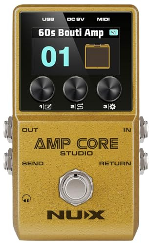 NU-X | Amp Core Studio Guitar Pedal | Kompakter Amp Simulator mit 26 Amp Modellen, 33 Cabinet Emulationen & Custom IRs | Tragbares Multi-Effektpedal für Gitarristen
