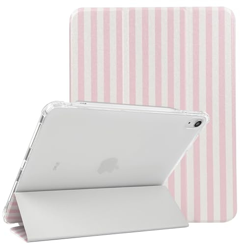 Lovmooful Hülle für iPad 10/11 (10.9/11) Farbe Streifen-Rosa&Weiß | für iPad 10/11 (10.9/11,2022/2025),Cute Striped Design,Stifthalter,Ästhetisches Trifold Ständer Schutzhülle
