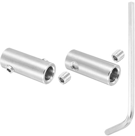 PATIKIL Set Di Morsetti Per Cavo 304 Inox A Doppio Foro Da 8mm 2pz Argento | Con Viti Esagonali M6, E Chiave Per Fissaggio Cavi