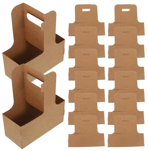 Garneck 30 Unidades Posavasos De Mano De Papel Kraft Accesorios De Entrega De Comida Portavasos De Café Portavasos para Bebidas Light Brown Reutilizable
